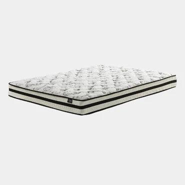 Luxury tufted mattress with quilted top and striped sides, modern home decor