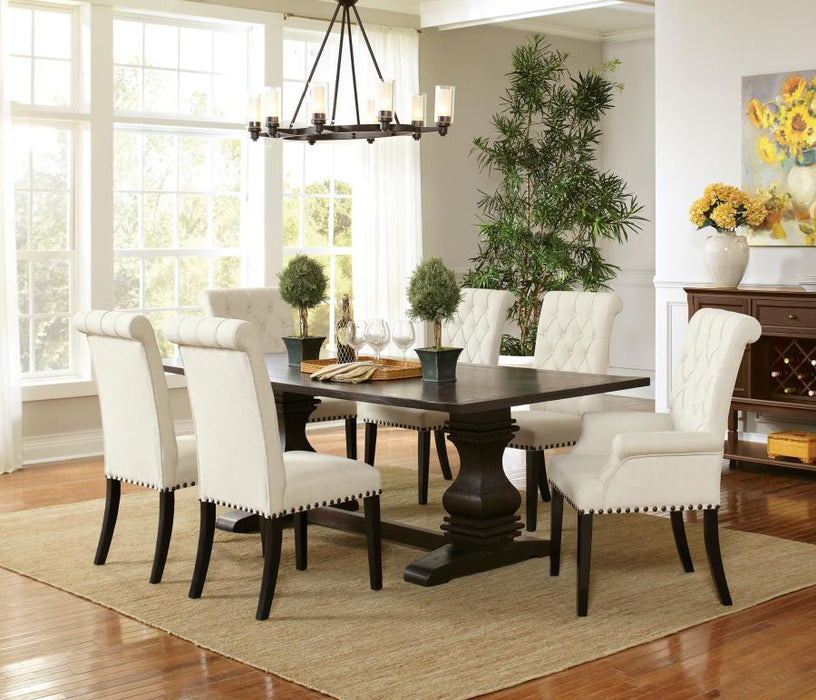 Parkins 7-Piece Dining Room Set Rustic Espresso and Beige