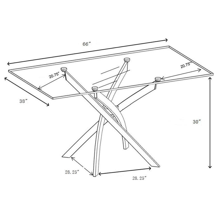 Carmelo Rectangular 66-inch Glass Top Dining Table