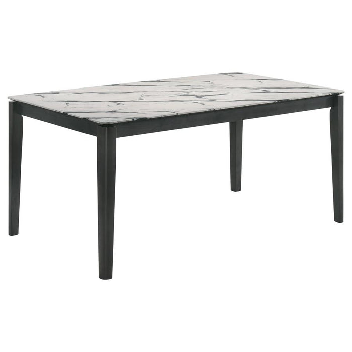 Stevie Rectangular Faux Marble Top Dining Table