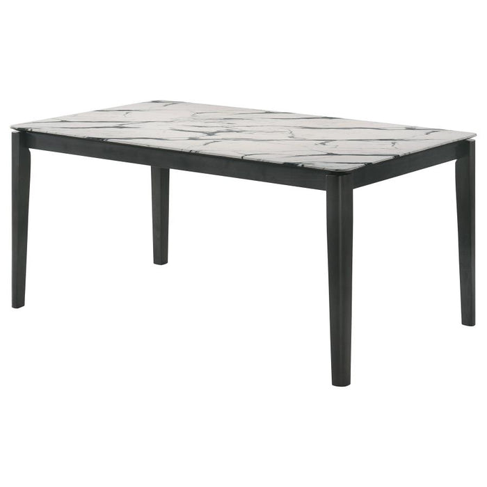 Stevie Rectangular Faux Marble Top Dining Table