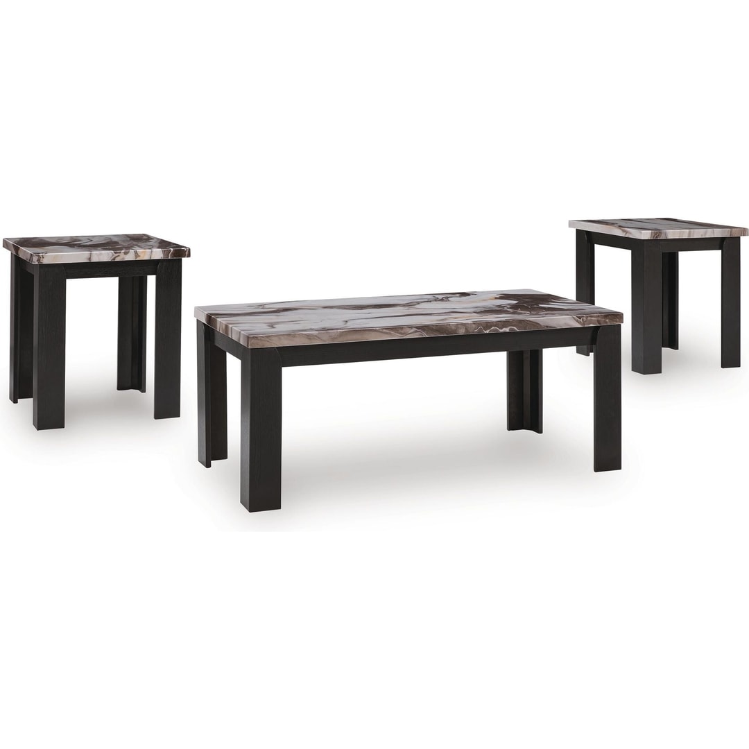 All three Jazmore tables — cocktail table and two end tables — shown together on a white background