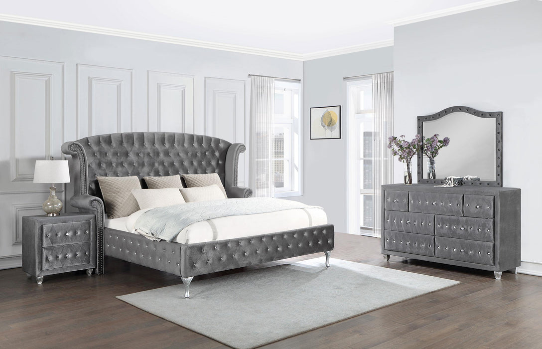 Deanna Upholstered Tufted Bedroom Set Gray