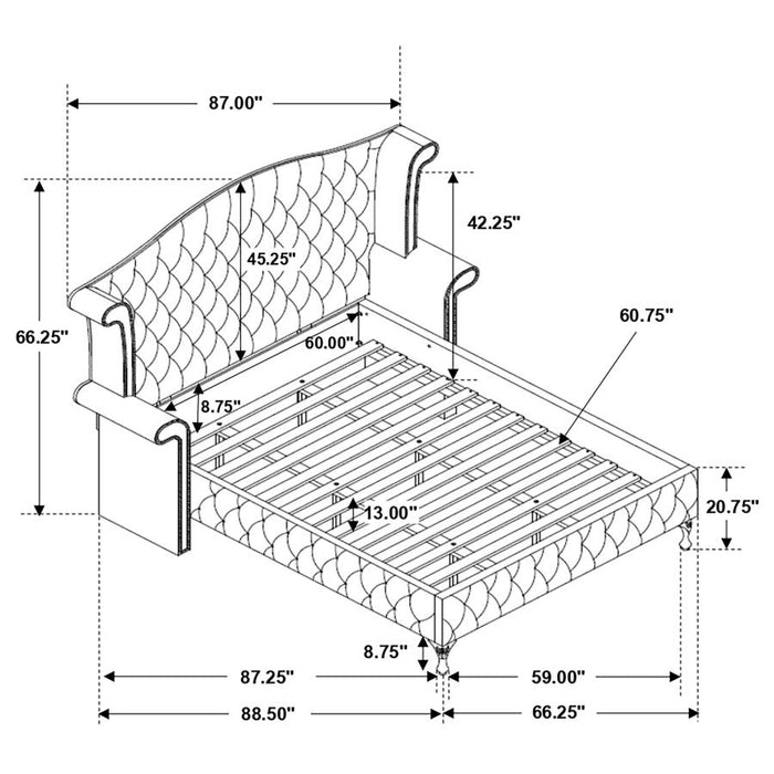 Deanna Upholstered Tufted Bed Gray