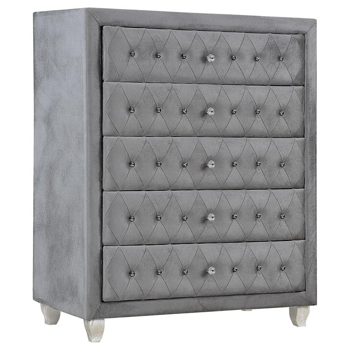 Deanna Upholstered Tufted Bedroom Set Gray