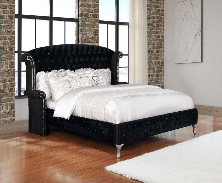 Deanna Upholstered Tufted Bed Black