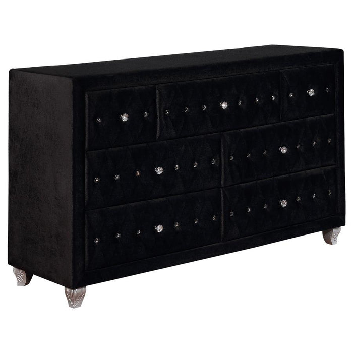 Deanna Upholstered Tufted Bedroom Set Black