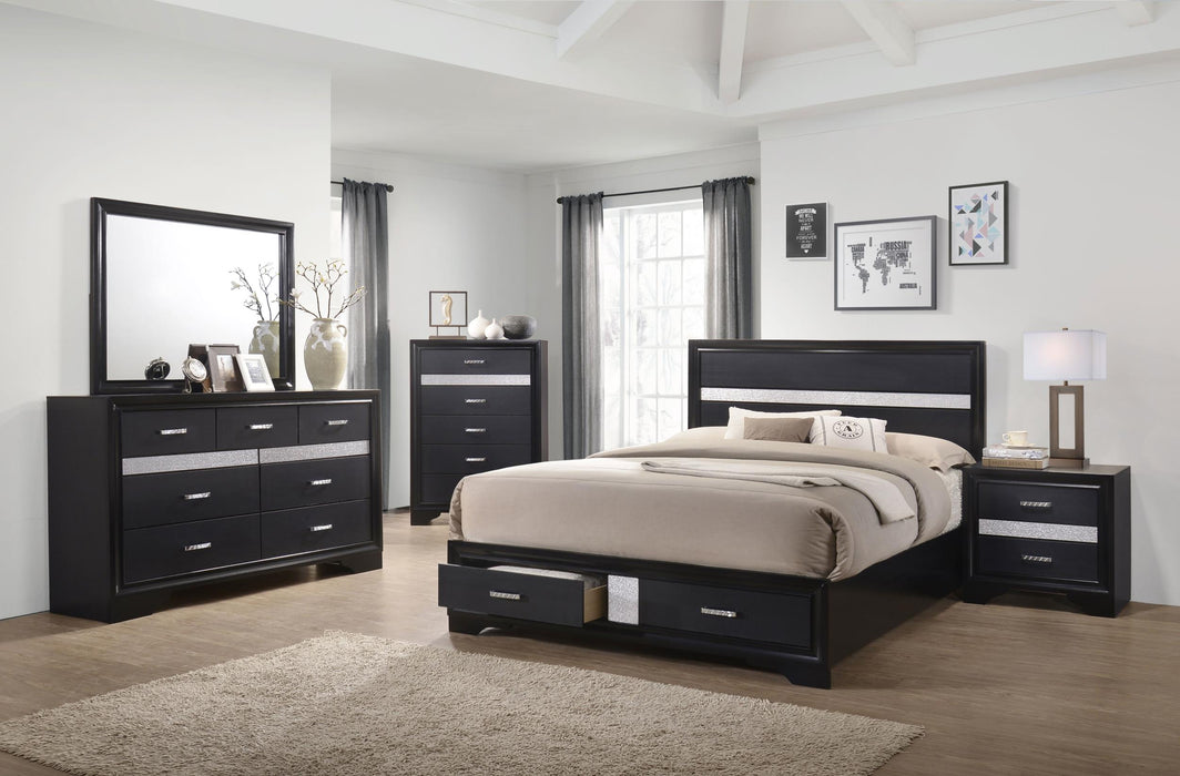 Miranda Black Platform Storage Bedroom Set