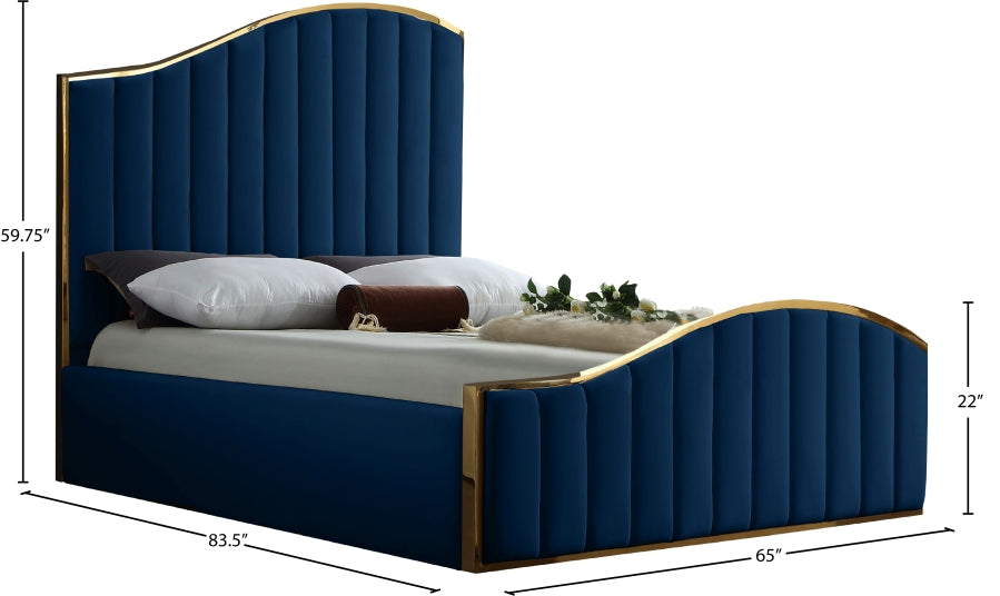 Cama tamaño queen Jolie Navy Velvet (3 cajas)