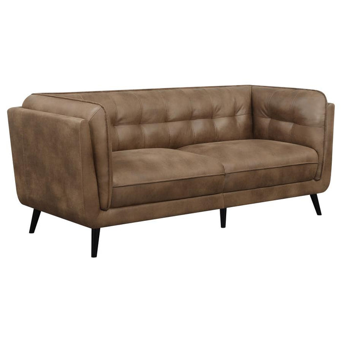 Thatcher Upholstered Button Tufted Living Room Set Brown