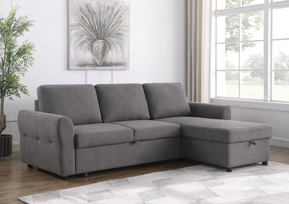 Samantha Upholstered Sleeper Sofa Sectional with Storage Chaise