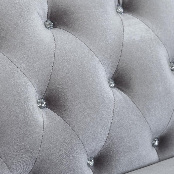 Frostine Upholstered Tufted Loveseat Silver