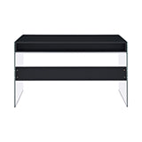 Dobrev 2-drawer Writing Desk Glossy Black and Clear