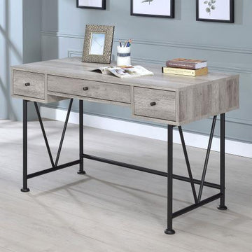 Analiese 3-drawer Writing Desk Grey Driftwood and Black - Dream Decor