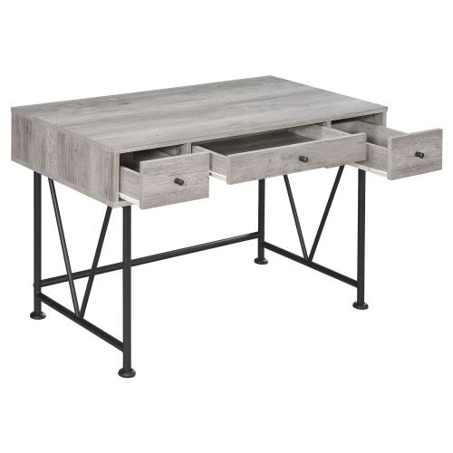 Escritorio Analiese con 3 cajones en madera flotante gris y negro