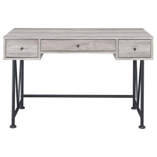 Analiese 3-drawer Writing Desk Grey Driftwood and Black - Dream Decor