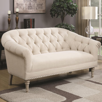 Billie Tufted Back Settee with Roll Arm - Dream Decor