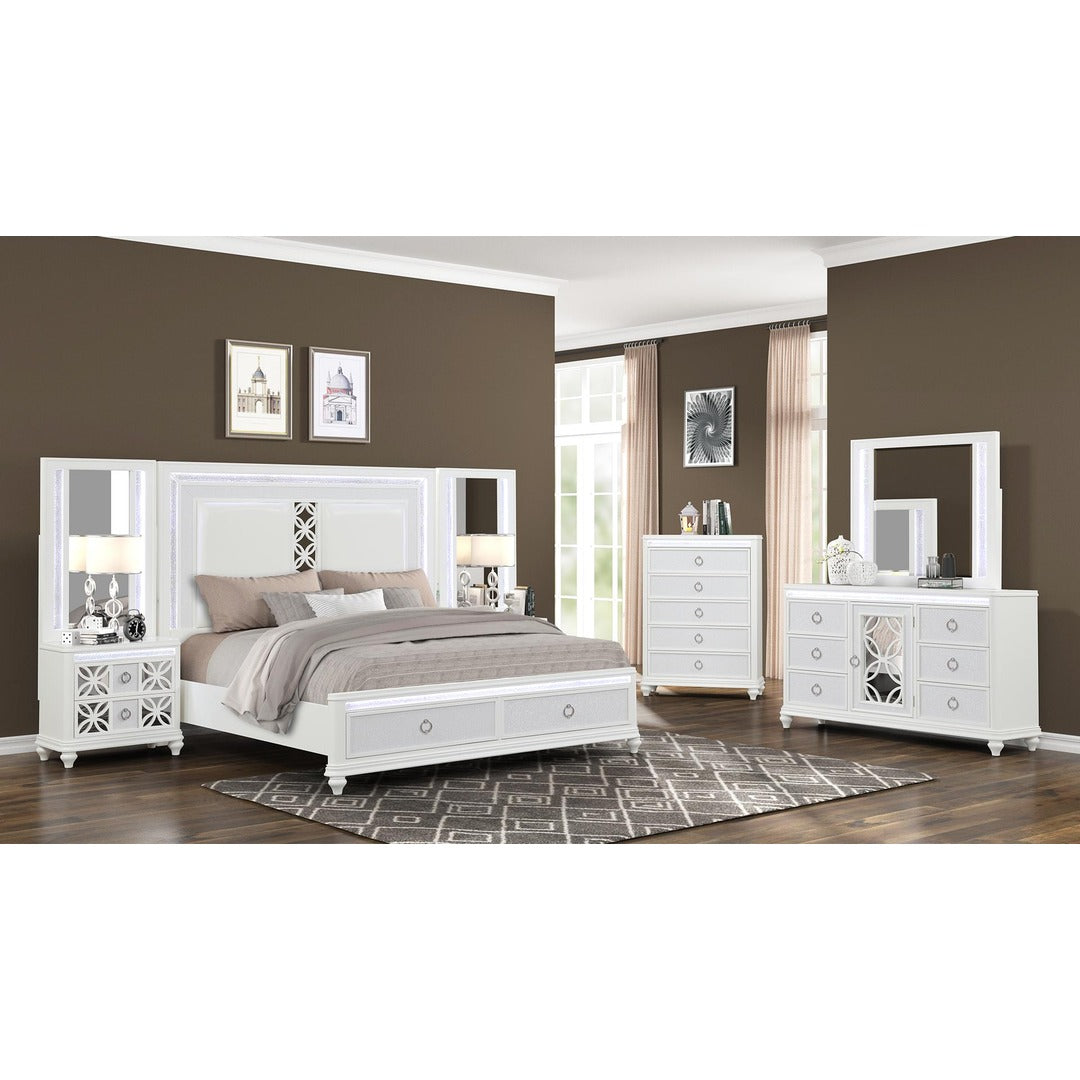 Abigale Bedroom Set with Mirror Top Nightstand