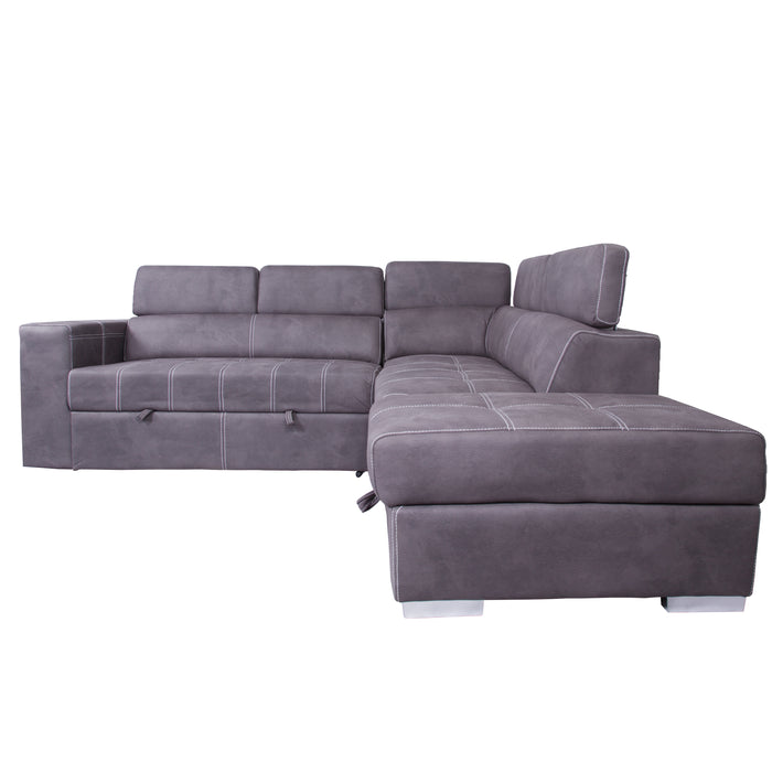 Abby Sectional with Pullout Sleeper in Charcoal