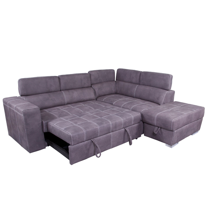 Abby Sectional with Pullout Sleeper in Charcoal