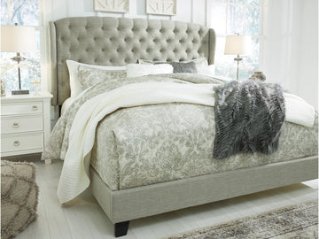 Jerary Queen Upholstered Bed with Tufted Headboard and Shelter Wing