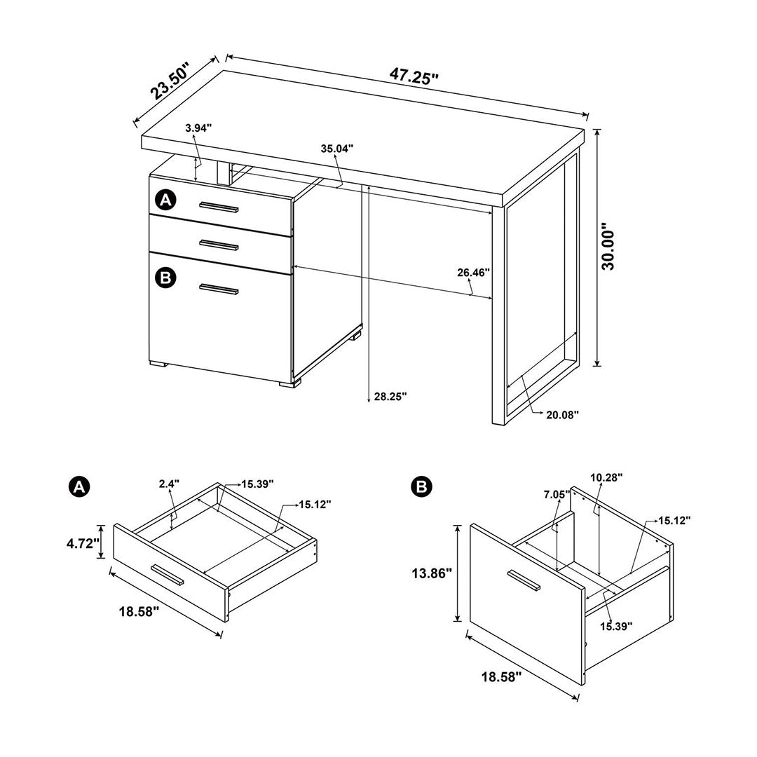 Brennan 3-drawer Office Desk
