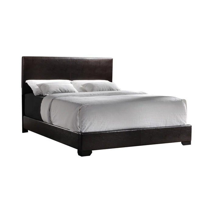 Conner Queen Upholstered Panel Bed Black and Dark Brown