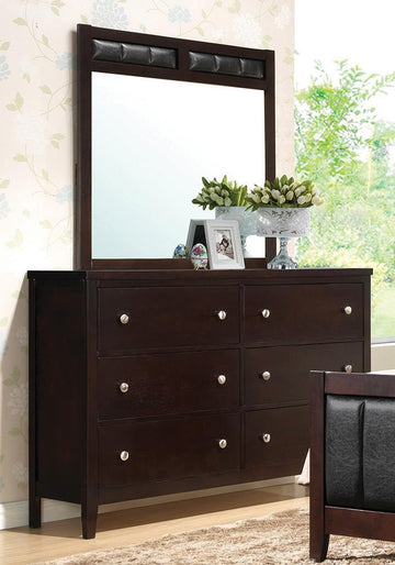 Carlton Upholstered Rectangular Dresser Mirror Cappuccino - Dream Decor