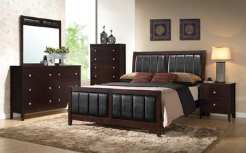 Cama tapizada Carlton King en color capuchino y negro