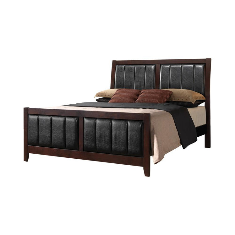 Cama tapizada Carlton King en color capuchino y negro