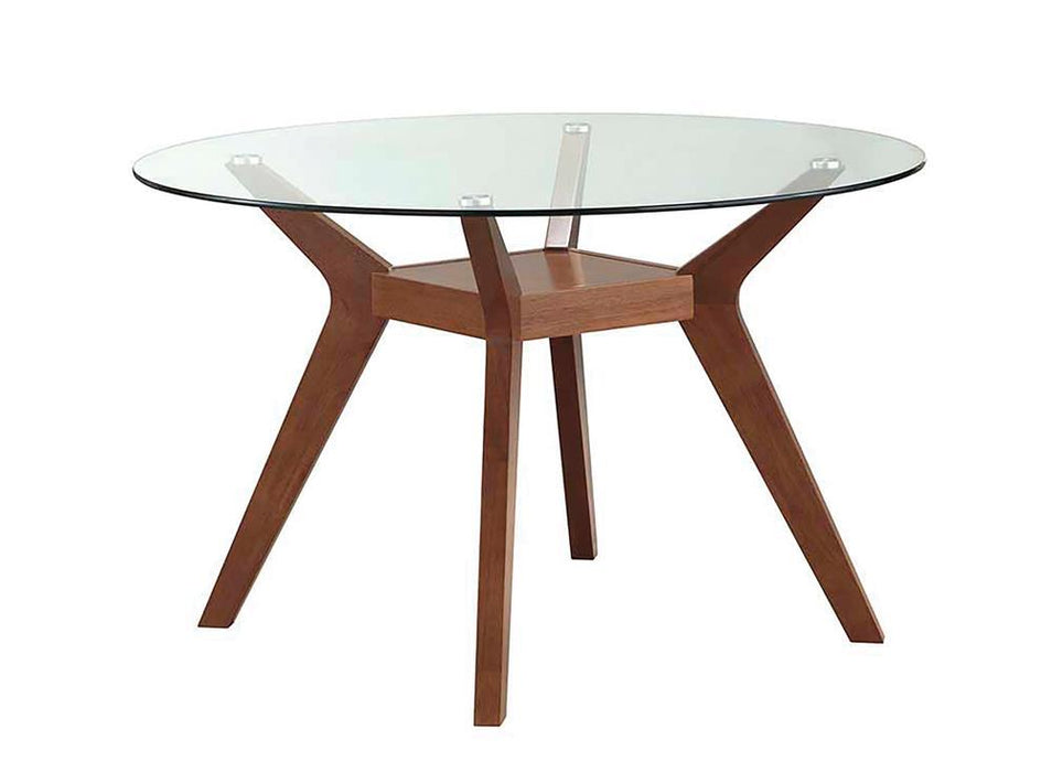 Paxton Mid Century Modern Nutmeg Glass Dining Table Base