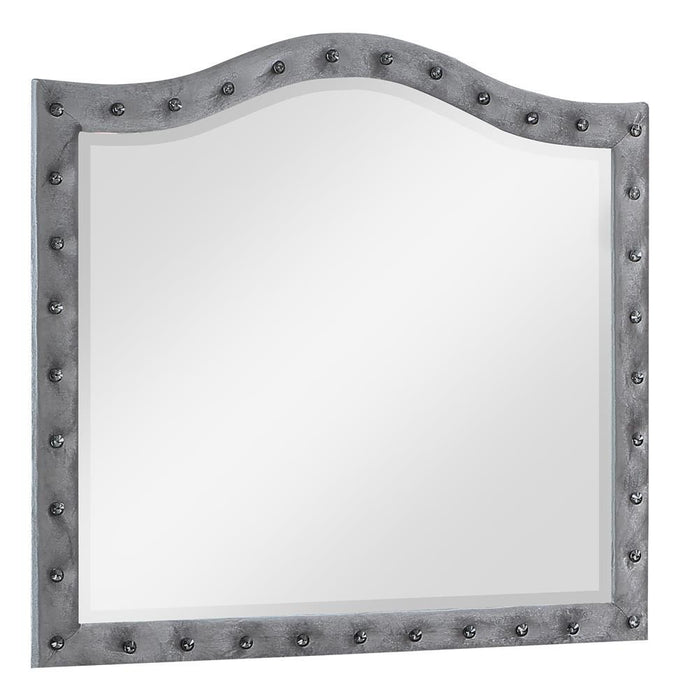 Deanna Button Tufted Mirror Gray