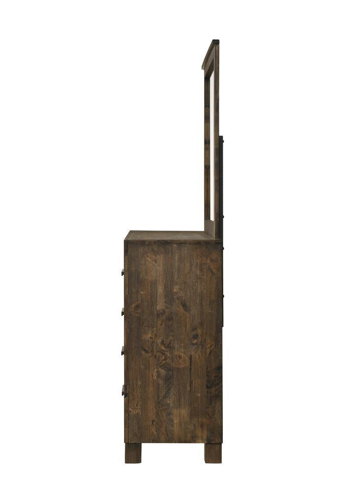 Espejo de tocador rectangular Woodmont en marrón dorado rústico