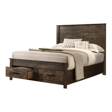 Woodmon King Storage Bed Rustic Golden Brown