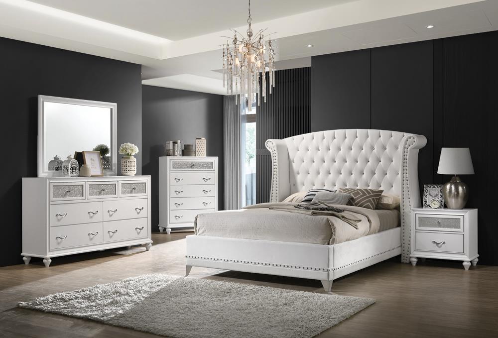 Barzini Wingback Tufted Upholstered Bed White