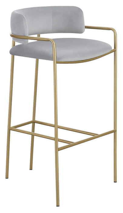 Comstock Low Back Bar Stool - Grey Seat & Gold Base Design