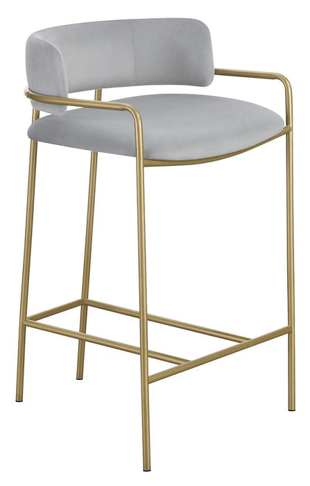 Comstock Counter Height Stool - Grey Upholstery & Gold Finish