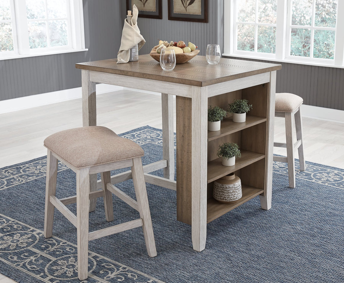 Mesa de comedor y taburetes de bar de altura de mostrador Skempton (juego de 3)