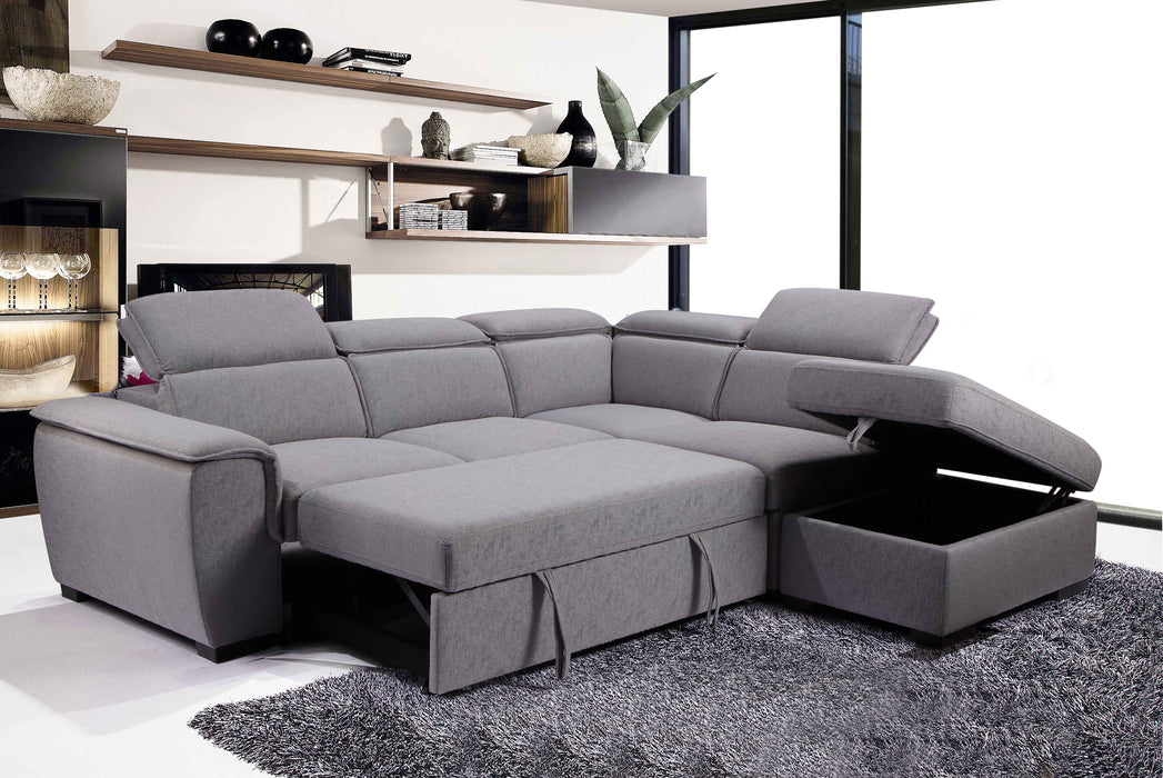 Gerardo Sectional with Pullout Sleeper Linen Gray