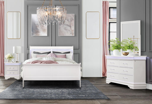 CHARLIE WHITE QUEEN BED GROUP WITH LED image