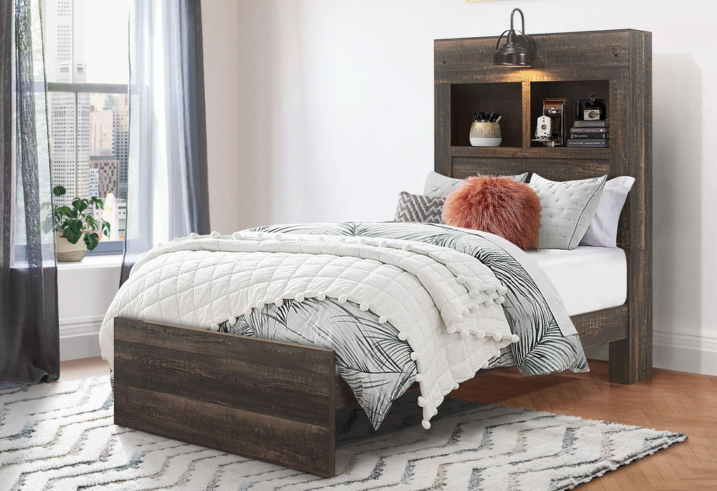 LINWOOD DARK OAK BOOKCASE TWIN BED, DRESSER, MIRROR AND NIGHTSTAND image