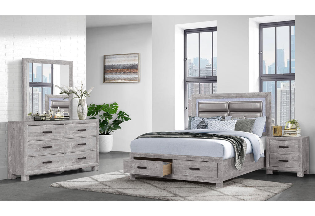 NOLAN GREY FULL BED, DRESSER, MIRROR, NIGHTSTAND image