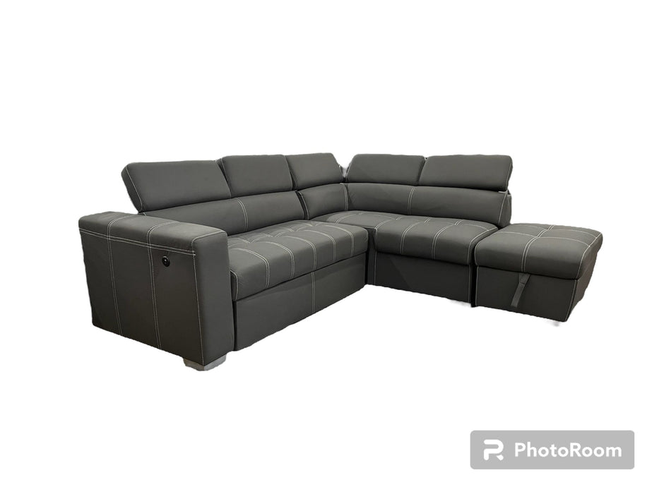 Abby Sectional with Pullout Sleeper in Charcoal