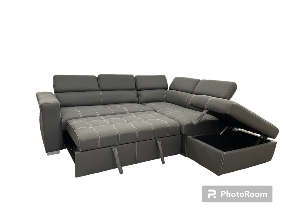 Abby Sectional with Pullout Sleeper in Charcoal