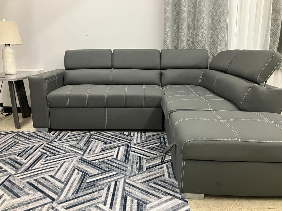 Abby Sectional with Pullout Sleeper in Charcoal