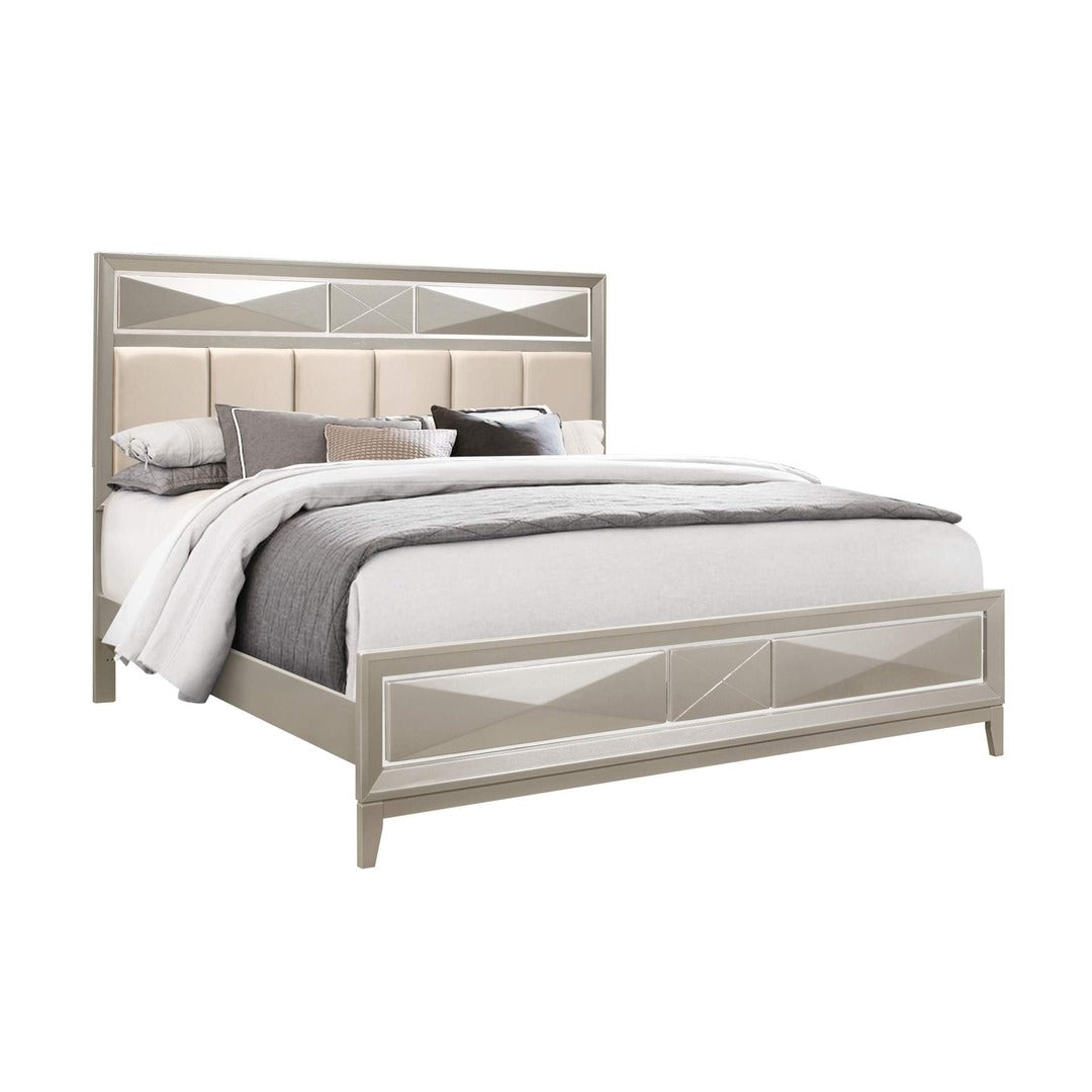 Jade Upholstered Panel Bed — angle