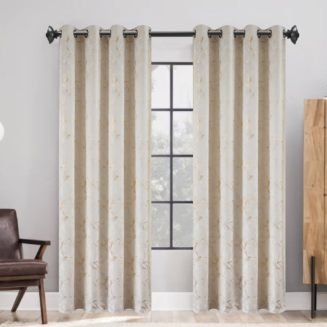 Marquis Velvet with Metallic Print Grommet Panel