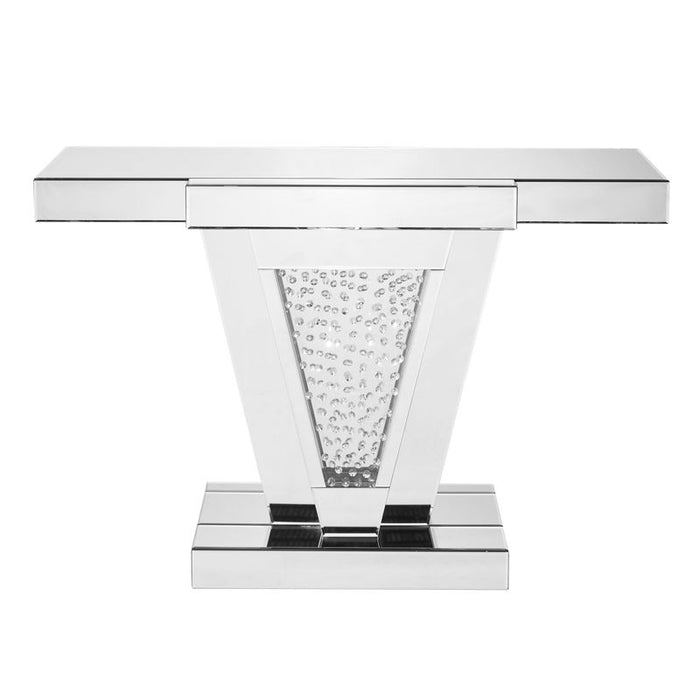 Elegant 47 Inch Rectangle Crystal Console Table in Clear Mirror Finish