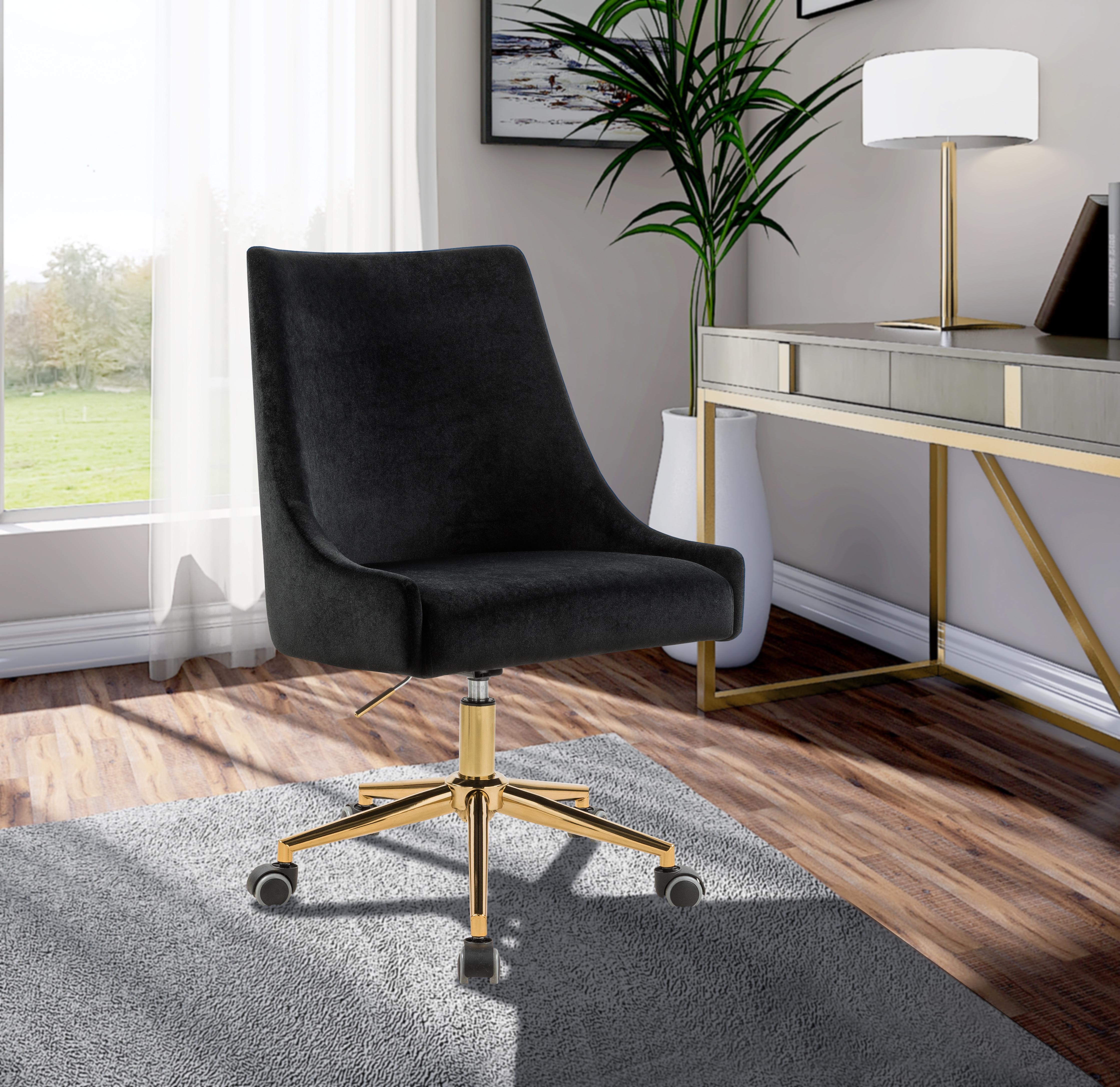 Karina Black Velvet Office Chair - Dream Decor