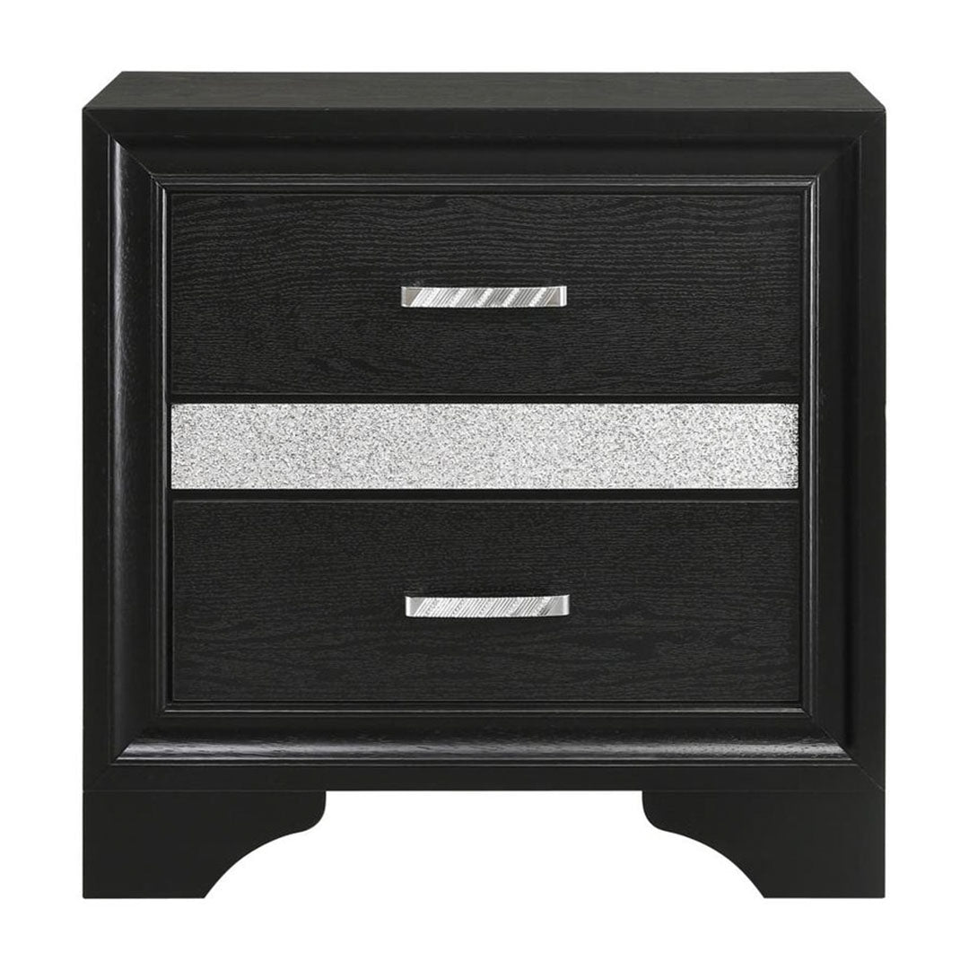 Dormitorio con plataforma de almacenamiento Miranda Black